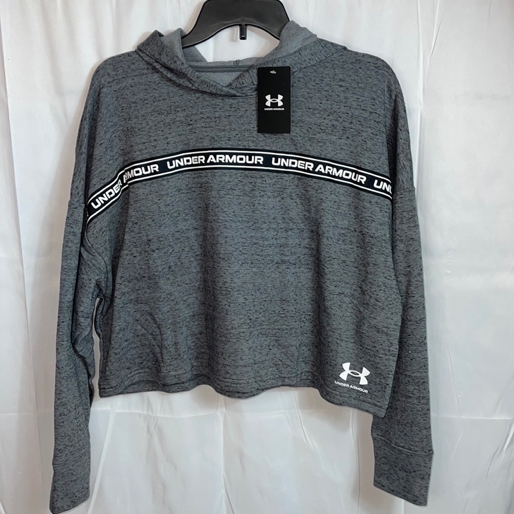 Under Armour Ladies Rival Terry Crop Hoodie Sz XL